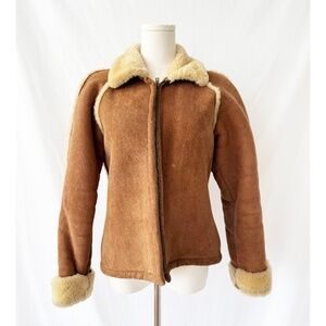 Vntg 70s Suede and Shearling Coat by Anne Klein Small